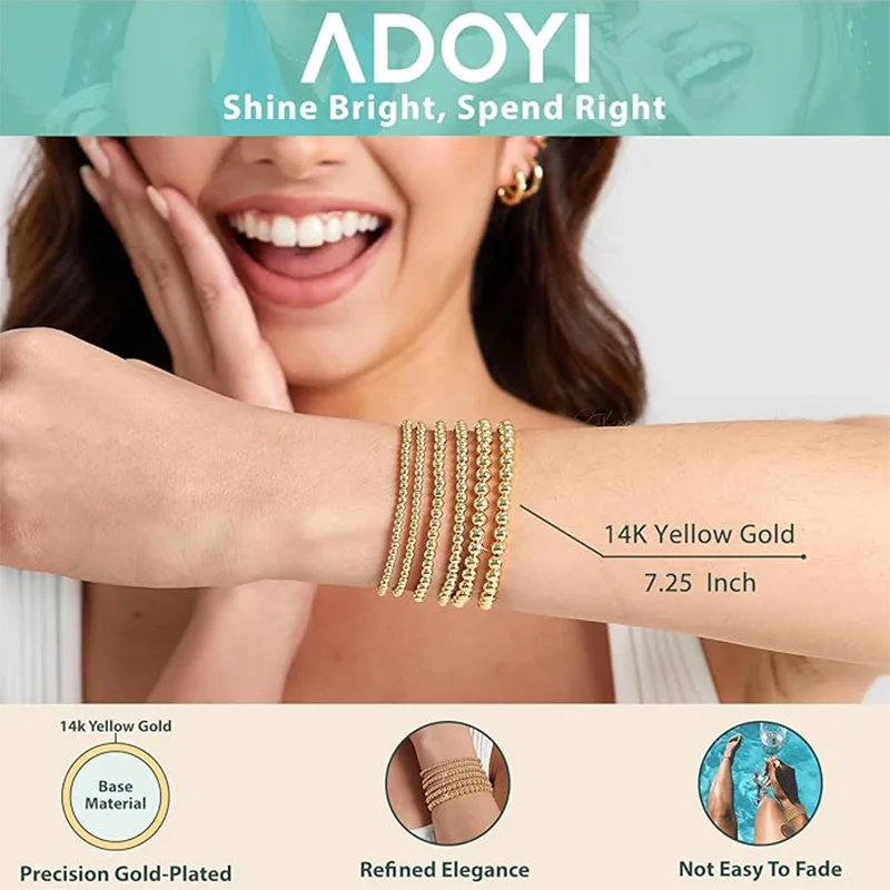14k Gold Plated Bead Bracelets